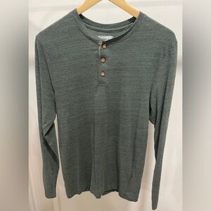 PX Clothing Long Sleeves Henley Shirt Green Wood Buttons Casual Eco-friendly